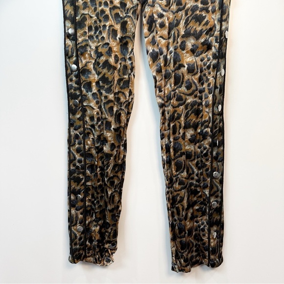 The Kooples Abstract Animal Print Side Snap Track Pants Leopard Brown - Picture 5 of 11